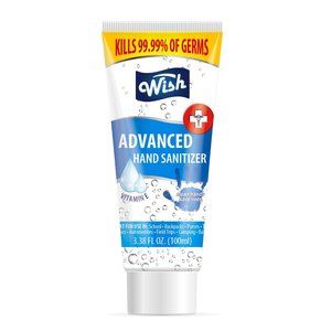 Wish Advanced Hand Sanitizer-VITAMIN E-%75 ALCOHOL-3.38 fl oz/ 100 ml-NEW-SEALED